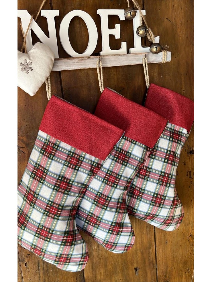 CALCETÍN NAVIDAD CUADROS